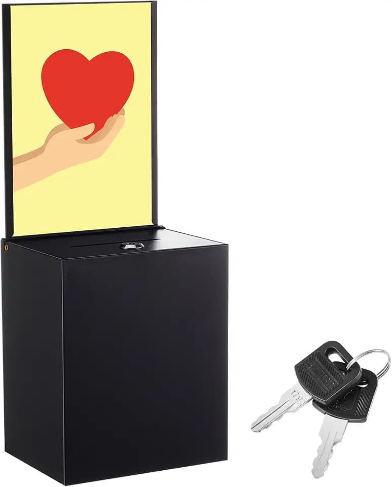Metal Donation Box for Fundraising,Basic,Black