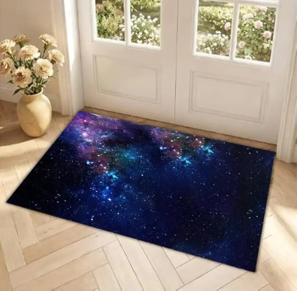 kxry 2 * 3 Feet Galaxy Soft Area Rugs for Kids Girls Boys Blue and Purple Outer Space Starry Sky Universe Floor Carpet for Living Room Bedroom Dorms Nursery Rooms Home Decor Aesthetic