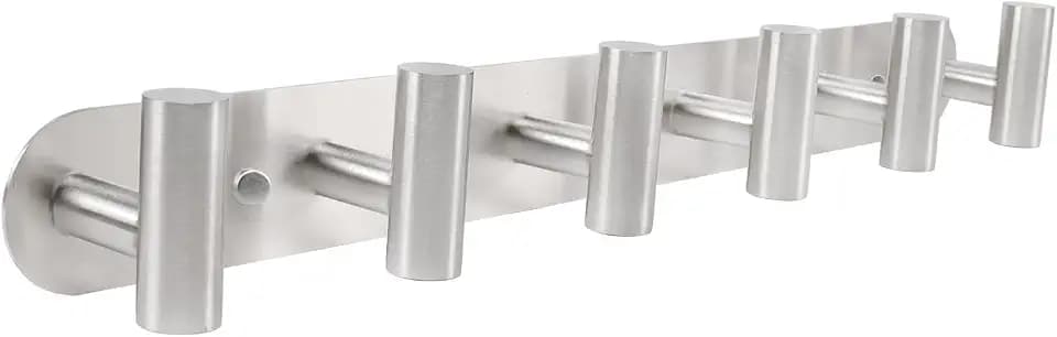 Coat Hook Rack, Wall Mounted Coat Rack with 6 Hooks, Heavy Duty Towel Hook Rack Wall Hooks for Hanging Coat Jacket, Stainless Steel Coat Hanger for Bathroom Entryway Mudroom(Brushed Nickel)
