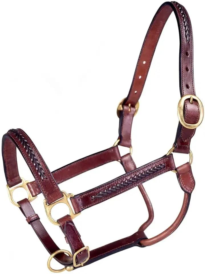 Tough 1 Royal King Braided Leather Halter, Brown , Horse