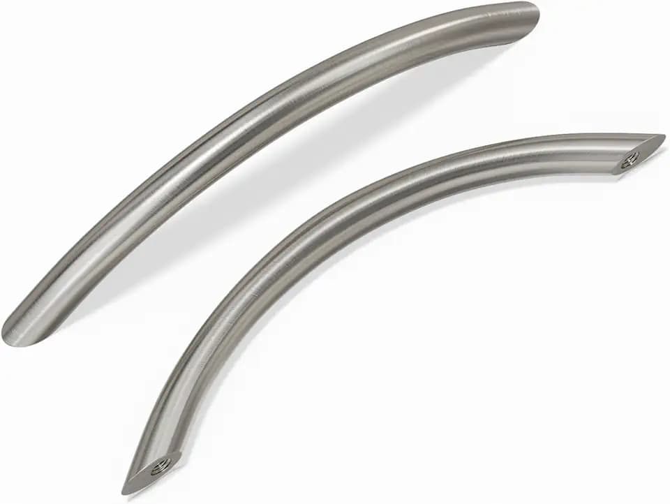 homdiy Solid Brushed Nickel Cabinet Pulls, 5 Inch Silver Arched Drawer Handles, 20 Pack Kitchen Cabinet Hardware, Screws Included for Cupboard Closet Furniture Upgrade
