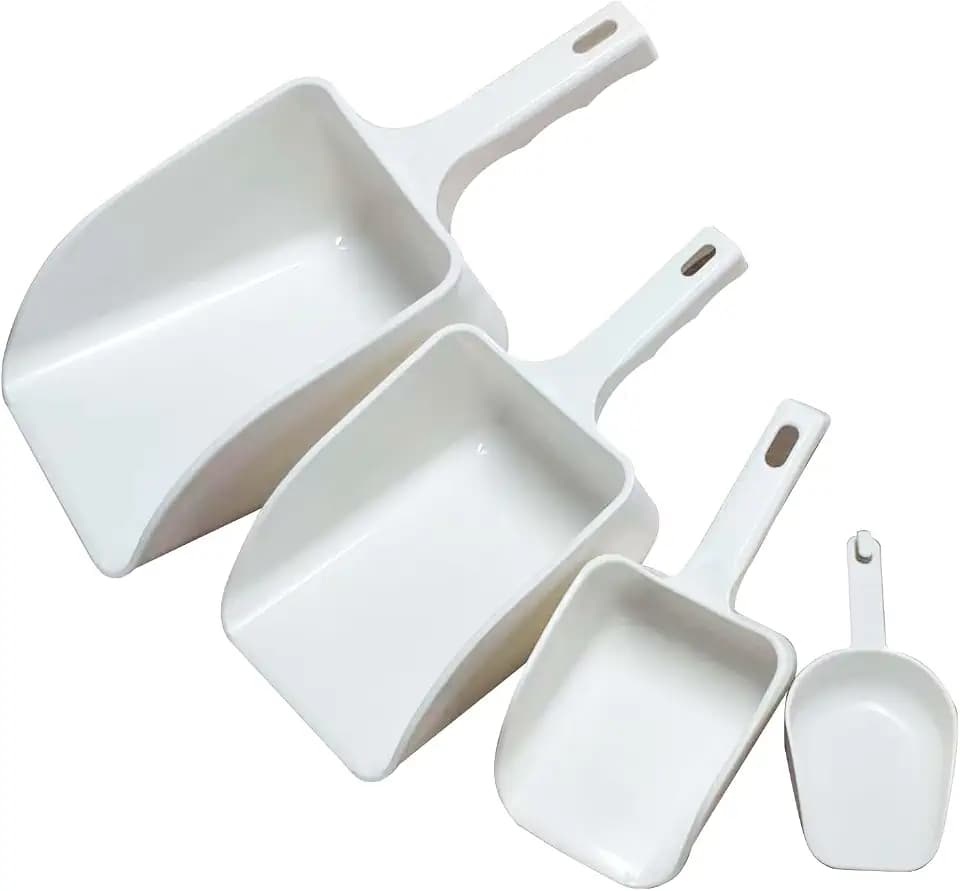 Ice Scoop Set of 4, Includes 6oz,16oz,48oz,80oz, Super Durable, Food Grade PP ice Scooper, Kitchen Scoops for Ice Maker Machine Popcorn Coffee Beans Flour
