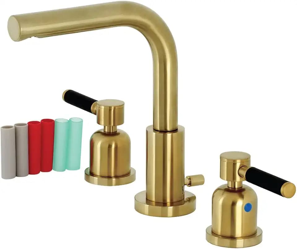 Kingston FSC8953DKL Widespread Bathroom Faucet, Brushed Brass