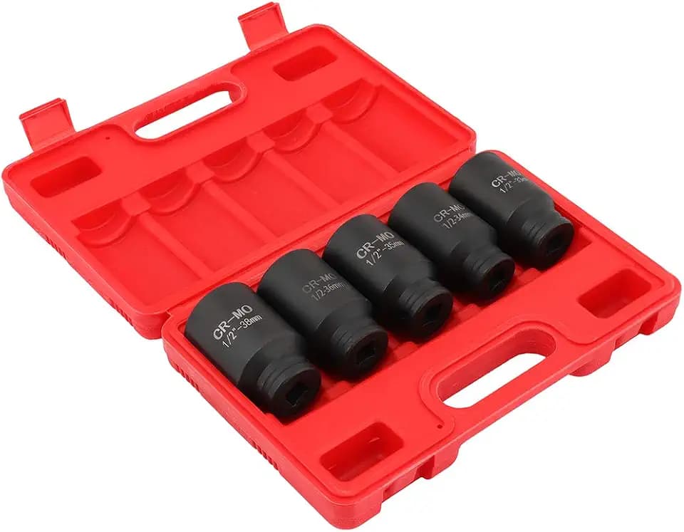 SCITOO 5pc Deep Spindle Axle Nut Impact Socket Set 33mm 34mm 35mm 36mm 38mm