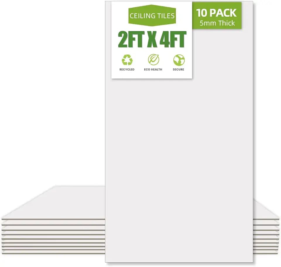 PVC Drop Ceiling Tiles 2ft x 4ft - Waterproof, Fire-Rated, Commercial Grade,Washable & Scratch Resistant, No Sag and Breakage -Easy Drop-in Installation - Case of 10 (80 sq. ft.)