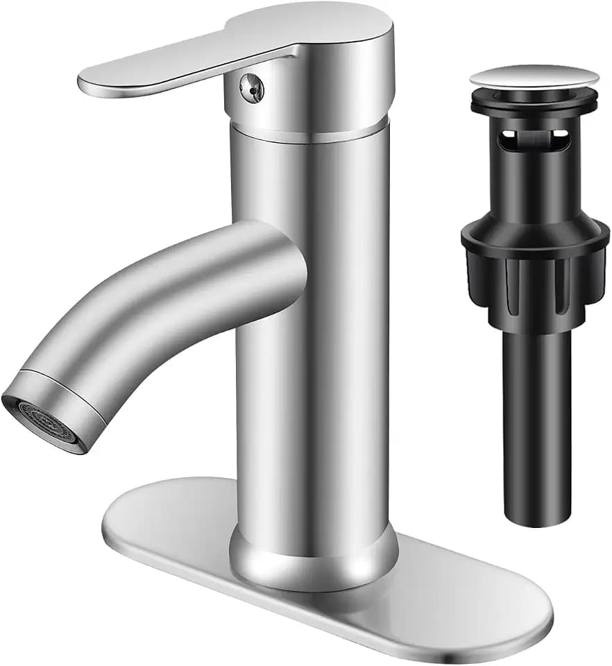 Bathroom Faucet 1 Hole, Brushed Nickel Vanity Faucet,Single Handle