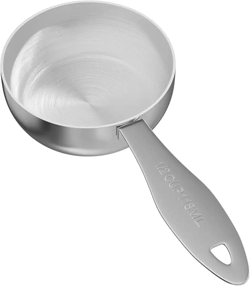 1PCS 1/2Cup(118ml) Stainless Steel Measuring Cup, Heavy-duty Metal Scoop