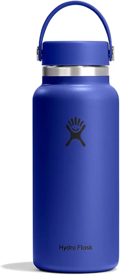 Hydro Flask Water Bottle - Insulated Stainless Steel - Wide Mouth Flex Lid, Non Spill, Leakproof and Refillable in 32 Oz Capri Blue