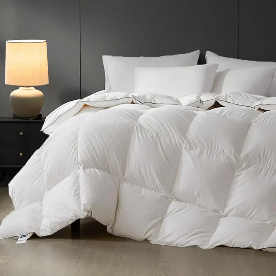 Queen Size Down Comforter All Season Noiseless White Duvet 90x90