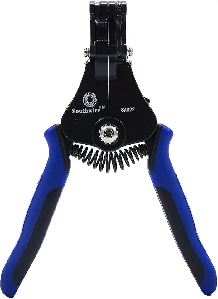 Southwire Automatic Stripper Tool - Strips 8-18 AWG Solid & 10-20 AWG Stranded Wires - Smooth One-Step Action - Spring-Loaded Return - Wire Stripper for Home Wiring