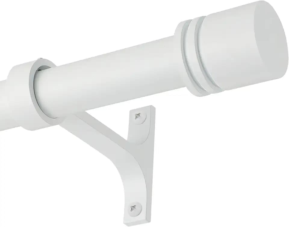 Curtain Rods for Windows 28 to 120 Inches, Vimayta 1 Inch Adjustable Heavy Duty Drapery Rod with Aluminum Alloy Finials and Brackets for Living Room, Bedroom, Kitchen, Patio, Sliding Door, Matte White