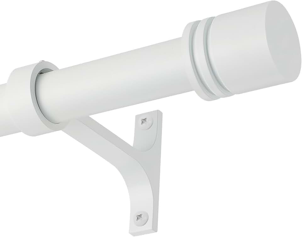 Curtain Rods for Windows 28 to 150 Inches, Vimayta 1 Inch Adjustable Heavy Duty Drapery Rod with Aluminum Alloy Finials and Brackets for Living Room, Bedroom, Kitchen, Patio, Sliding Door, Matte White