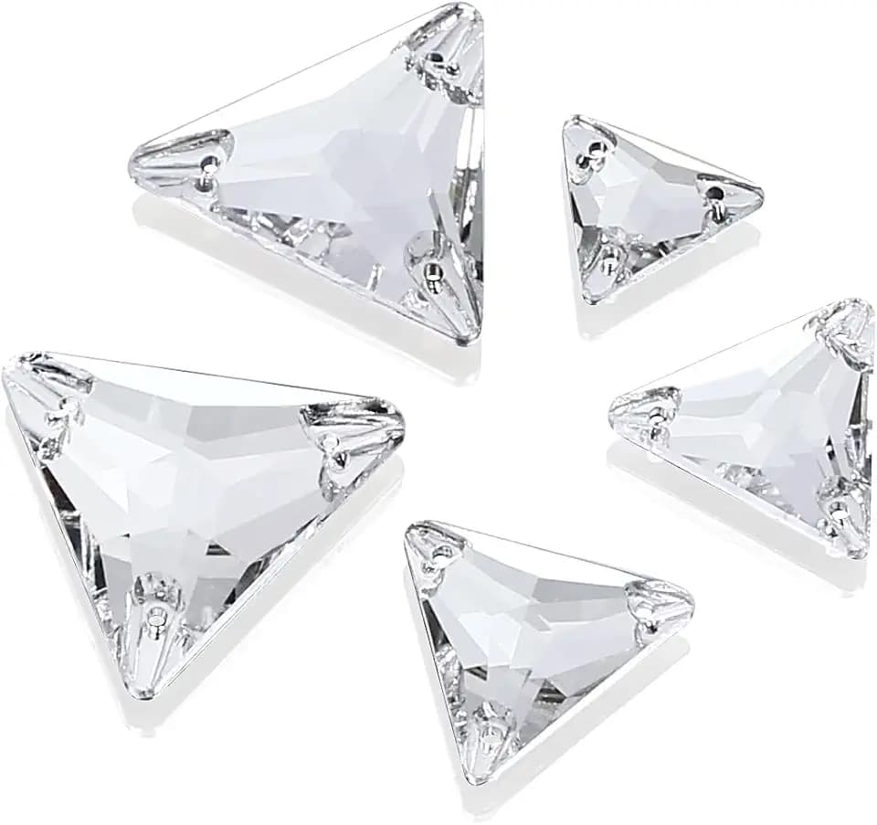 DONGZHOU Crystal Sew On Rhinestone Triangle Shape Flatback Stone with Holes