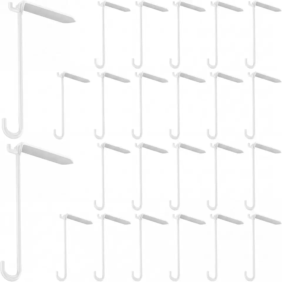 Yinkin 24 Pcs Patio Hooks 3 x 8 Inch String Light Hangers Aluminum Patio Cover Hanger Plastic White Hooks Wind Chimes Hanging for Solid Insulated Roof String Lighting and Lightweight Decoration