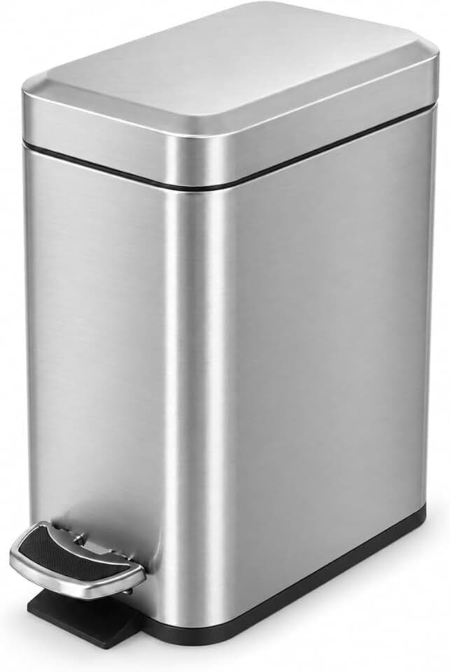 Home Zone Living 1.3 Gallon Stainless Steel Small Trash Can with a Lid