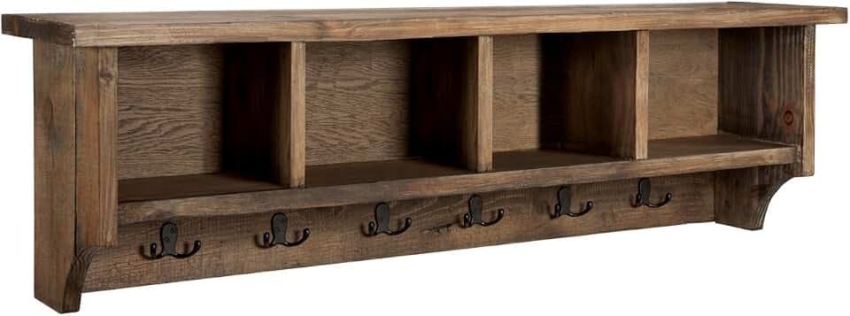 Alaterre Furniture Pomona Entryway Coat Hook with Cubbies, 48” x 9” x 14”