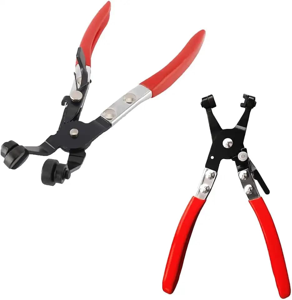 2 Pcs Hose Clamp Pliers Set,45° Angle Flat Belt Hose Clamp Plier and Wide & Flat band Hose Clamp Plier for Automotive Fuel Oil Water Hose, Coolant Radiator Heater (2 Pcs Hose Clamp Pliers Set)
