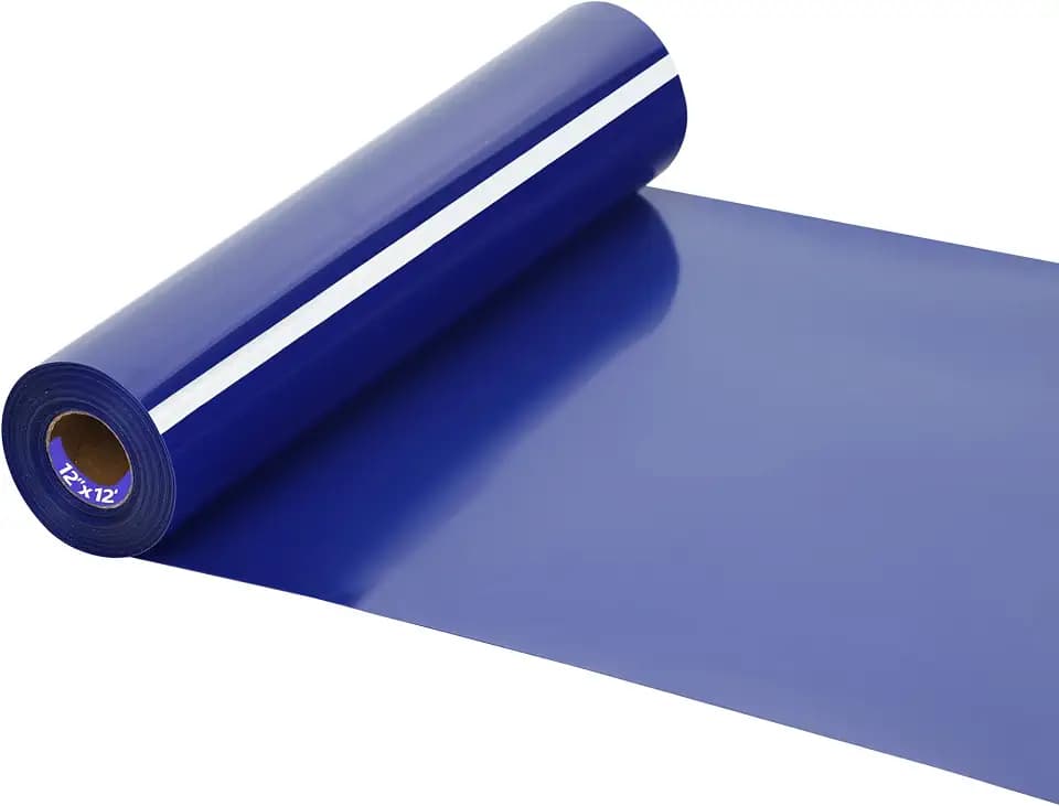 HTV Iron on Vinyl 12Inch by 12ft Roll HTV Heat Transfer Vinyl for T-Shirt HTV Vinyl Rolls for All Cutter Machine - Easy to Cut & Weed for Heat Vinyl Design (Blue, 12ft)