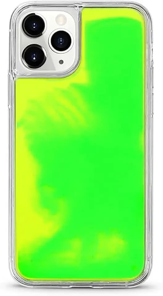 Yatchen Liquid Fluorescent Case for iPhone 18 Pro/17 Pro,Luxury Fun Glow in The Darkness Quicksand Clear Hard PC + Soft TPU Bumper Luminous Shockproof Protector Yellow