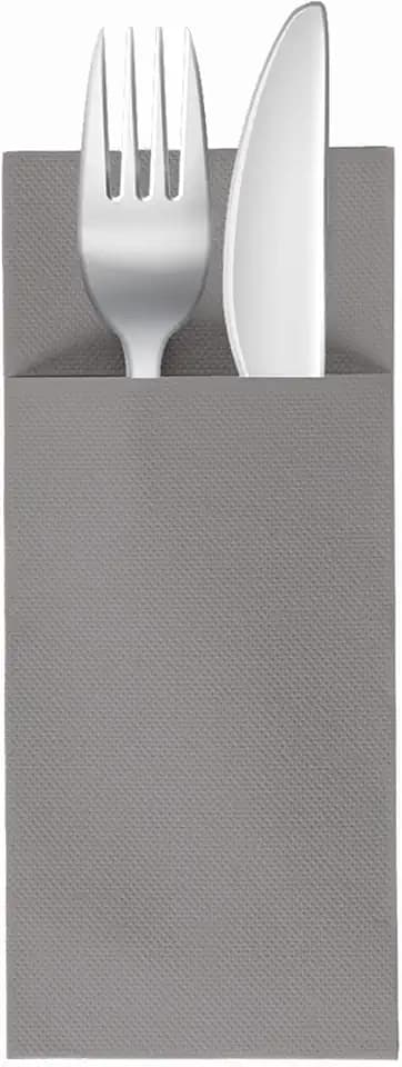 Soft Point 50 Besteckservietten, Hochwertige, Einwegserviette, 32x38 cm, Grau