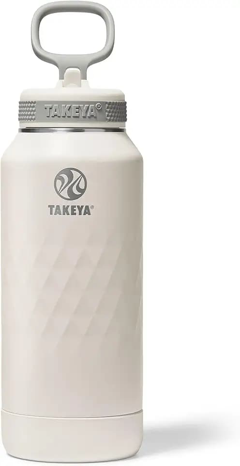 Takeya Sport Insulated Water Bottle with Straw Lid (32 oz, Alpine) - Triple Wall, Leakproof, Stainless Steel Water Bottle for Gym & Outdoor Use