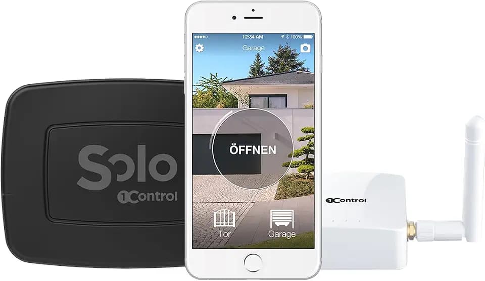 1Control Solo + LINK Smarter Toröffner mit Fernöffnung – Garagentor und Hoftor per Smartphone/App öffnen, Alexa, Google Home – Kompatibel mit 750+ Fernbedienungen Rolling Code – WLAN und Bluetooth