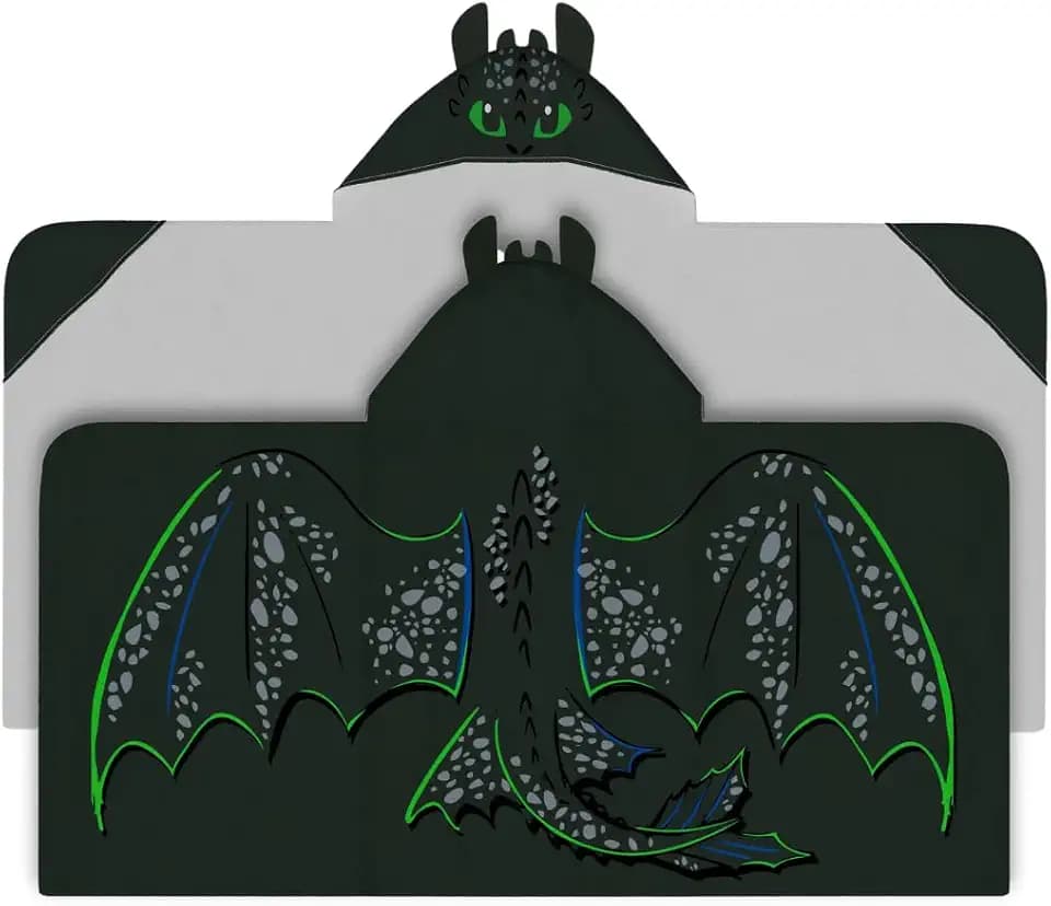 How to Train Your Dragon Toothless Super Soft Bath/Pool/Beach Soft Cotton Terry Hooded Towel Wrap, 24 in x 50 in, (Officially Licensed Product) by Franco