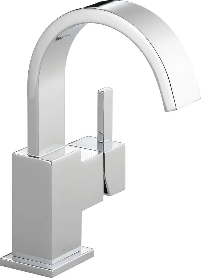 Delta Vero Chrome Bathroom Faucet 1 Hole, Single Hole Bathroom Sink Faucet for Vanity, Metal Push-Pop Drain Assembly, Chrome 553LF