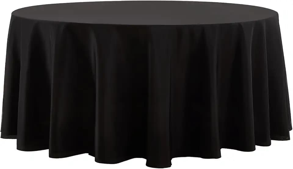 1 Pack Black Round Tablecloths 132 Inch for Dining Tables