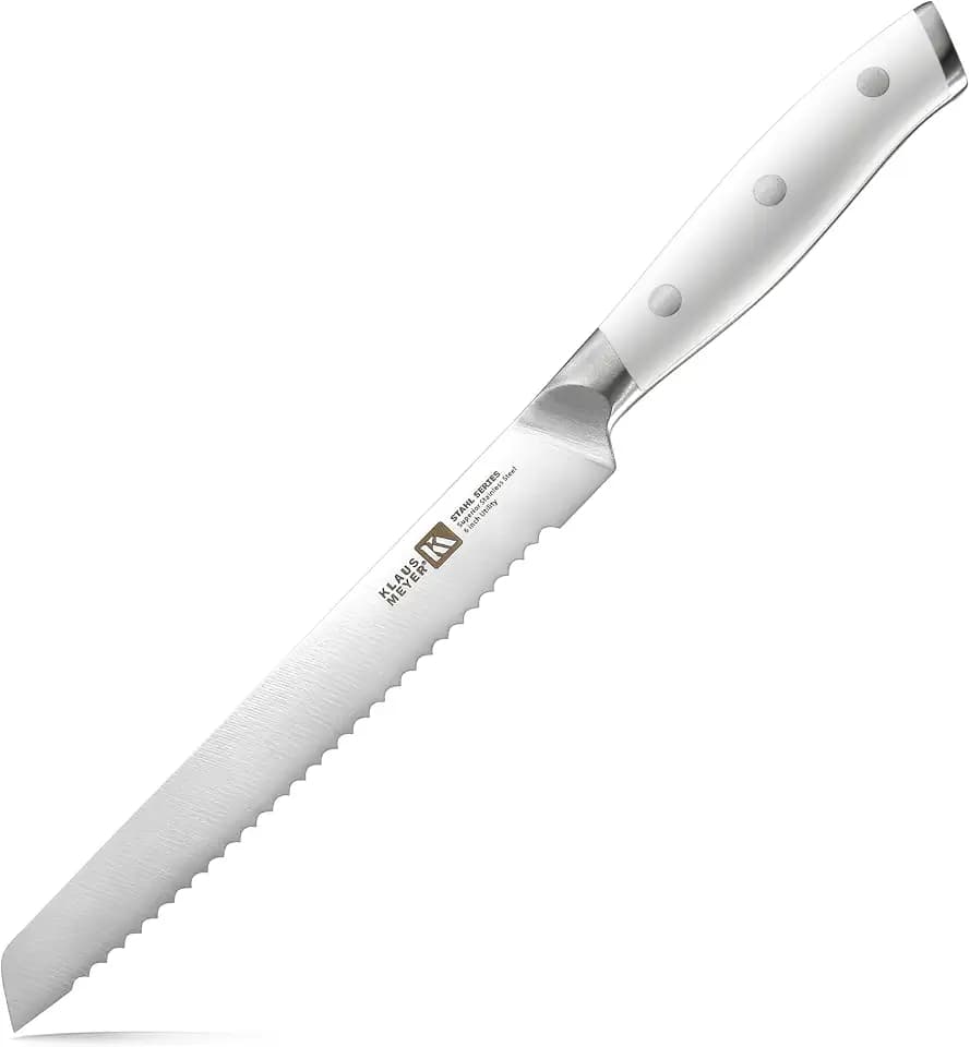 Klaus Meyer 6 Inch Serrated Utility Knife, Bread and Tomato Knife(White)
