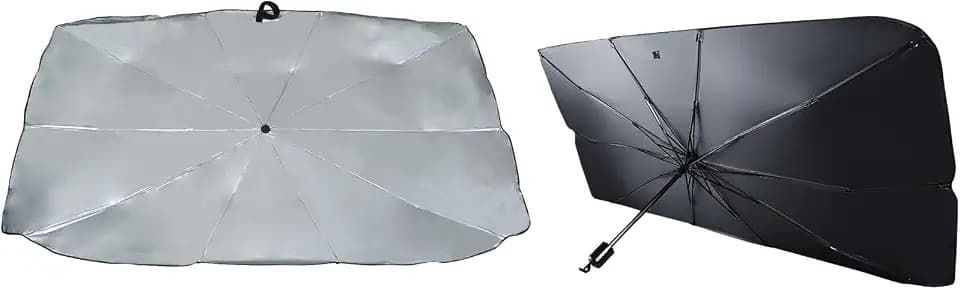CONTREJOUR 551006 Faltbarer Auto-Sonnenschutz im Regenschirm-Design für den Innenraum, UV-Schutz, GRÖSSE L 140x79 cm
