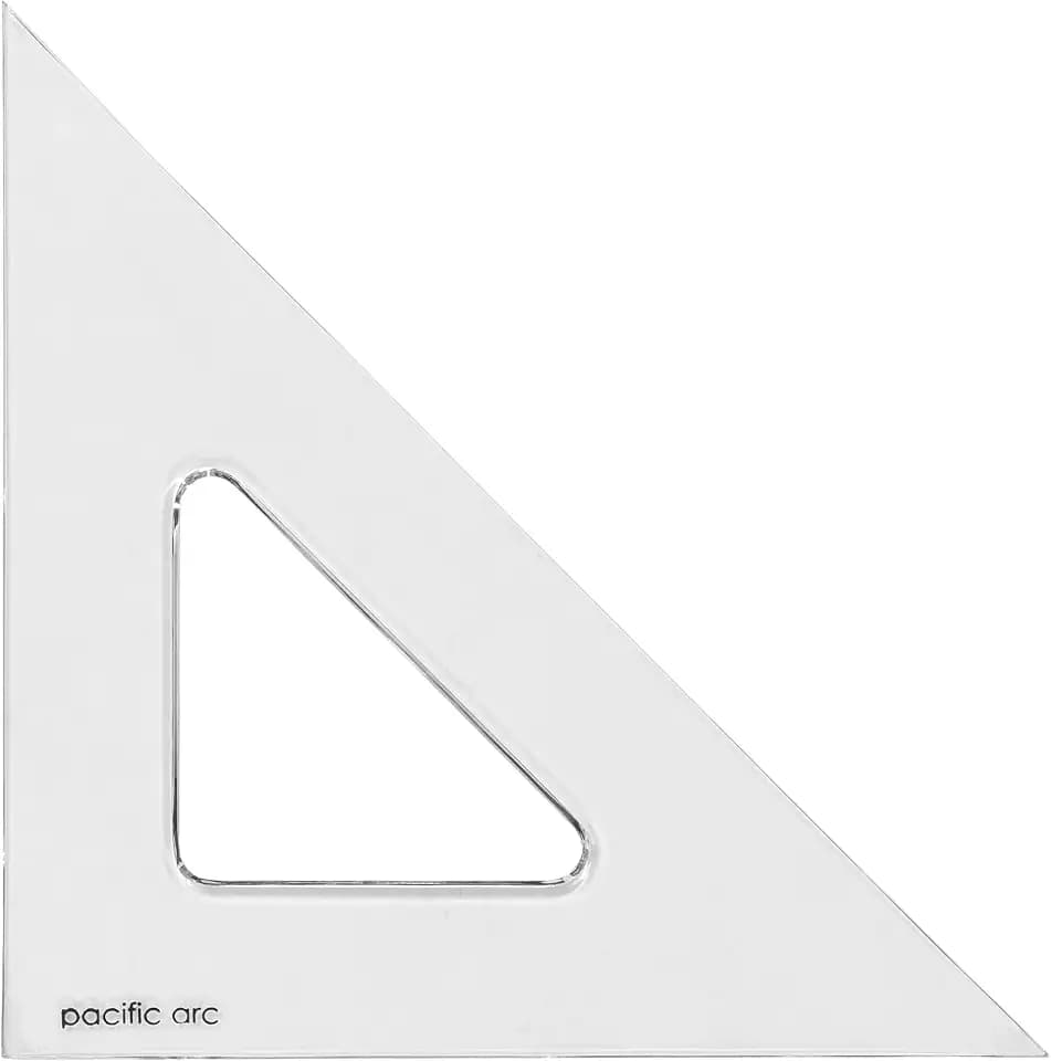 Pacific Arc's Scholastic Triangle - 10 inch - Clear - 45/90 Angle - Plain Edge - Polystyrene - Technical Drawing Tools, Drafting, Architect and Engineering.