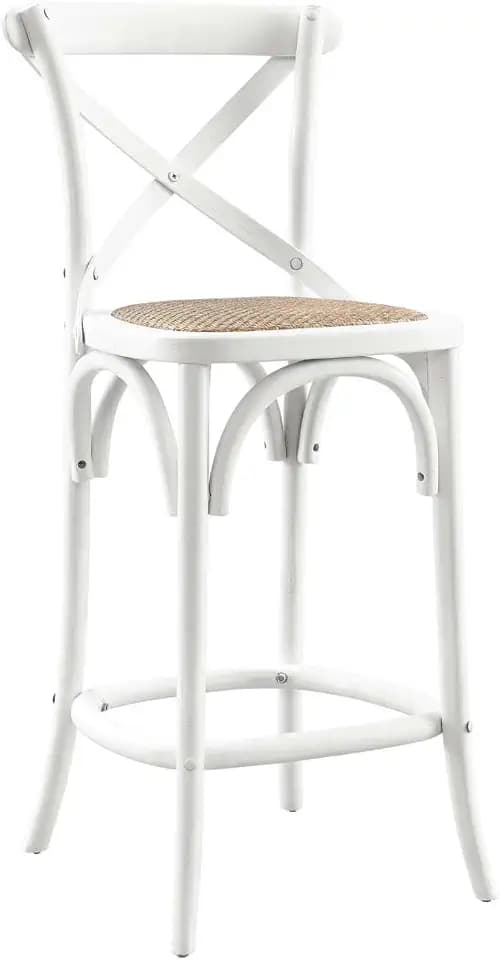 Modway Gear X-Back Wood Counter Stool in White