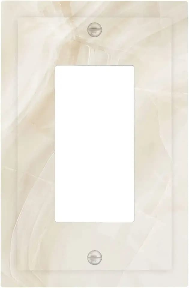 Decorative Outlet Covers Beige Marble Texture Stone Pattern 1 Gang Single Rocker Light Switch Cover Plate GFCI Wall Plates Electrical Switch Plate Cover for Bedroom Bathroom Decor