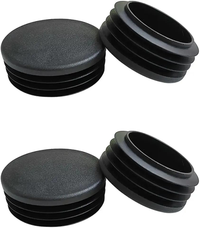 4 Pcs 50mm (2 Inch) Round Plastic Plugs, Black Pipe Tubing End Cap