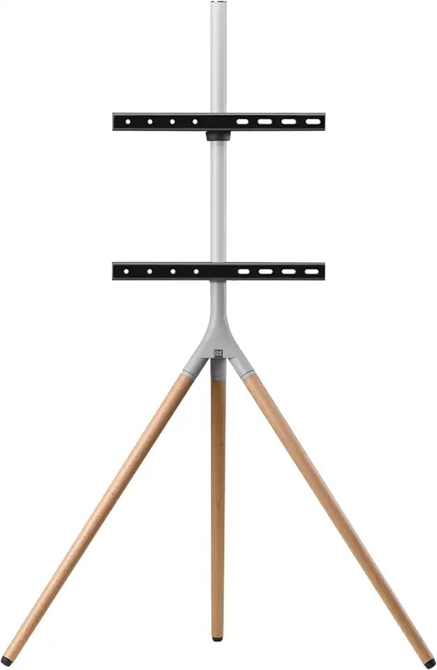 One for All for All Universelles Tripod TV-Stativ - Bildschirmgr? en 32-65'' - LCD/LED/Plasma/OLED/QLED-TV/schwenkbar um 360 - Höhenverstellbar - VESA 400x400 - WM7472, Oak & Silber-Grau