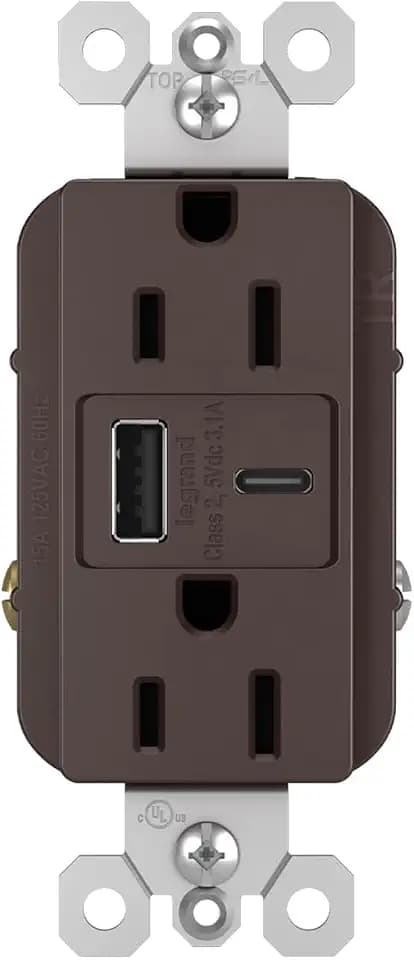Legrand Radiant 15 Amp Decorator Outlet USB Type A/C Dark Bronze 1 Pack