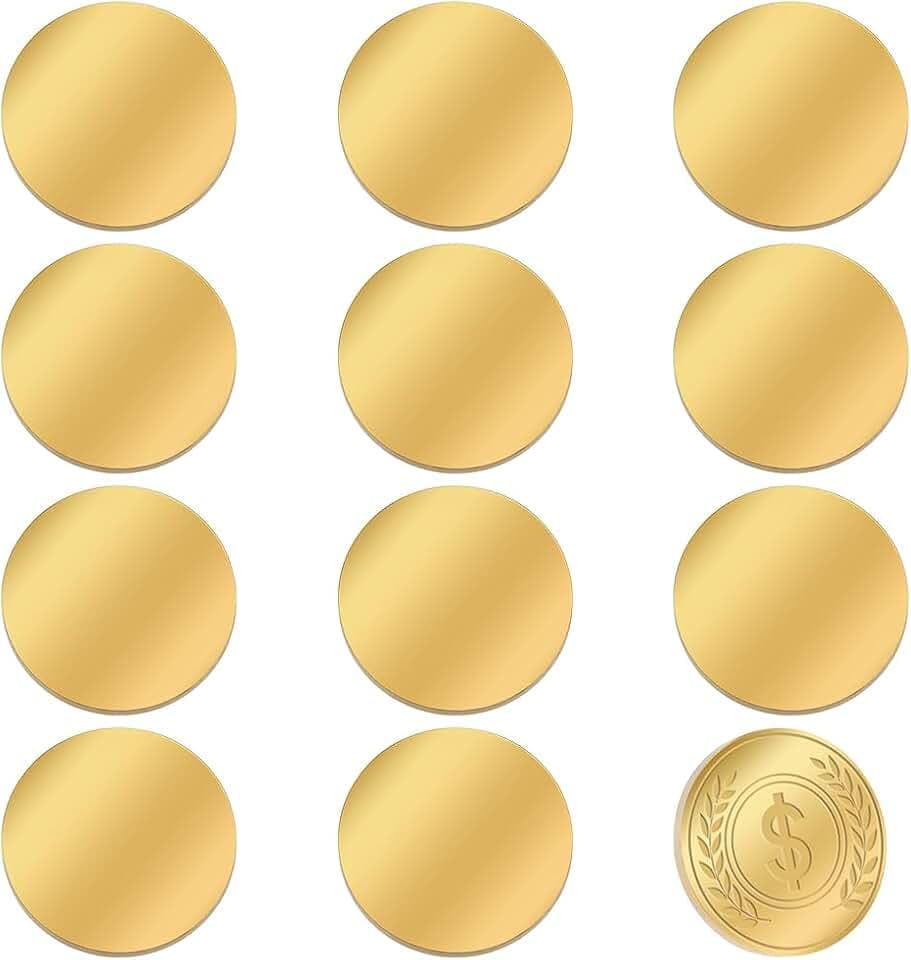 PH PandaHall 12pcs Blank Coins for Engraving 32mm Metal Stamping Blanks Gold Blank Challenge Coins 304 Stainless Steel Custom Coin Blanks Disc for Crafts Engraving Stamping Jewelry Making Graduation