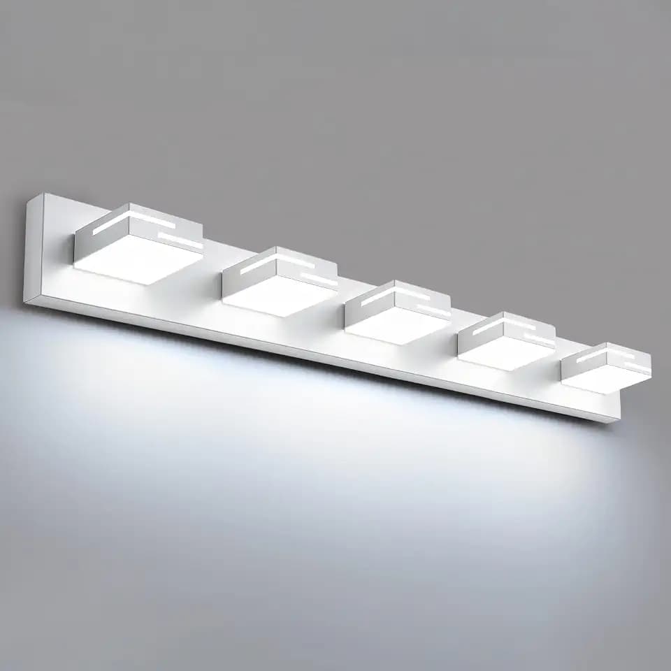 LED Modern Bathroom Vanity Light Fixtures, Dimmable White Vanity Lights for Bathroom Lighting Fixtures Over Mirror, with 360° Rotatable Acrylic Heads 5-Light 36-inch (Cool White 6000K)