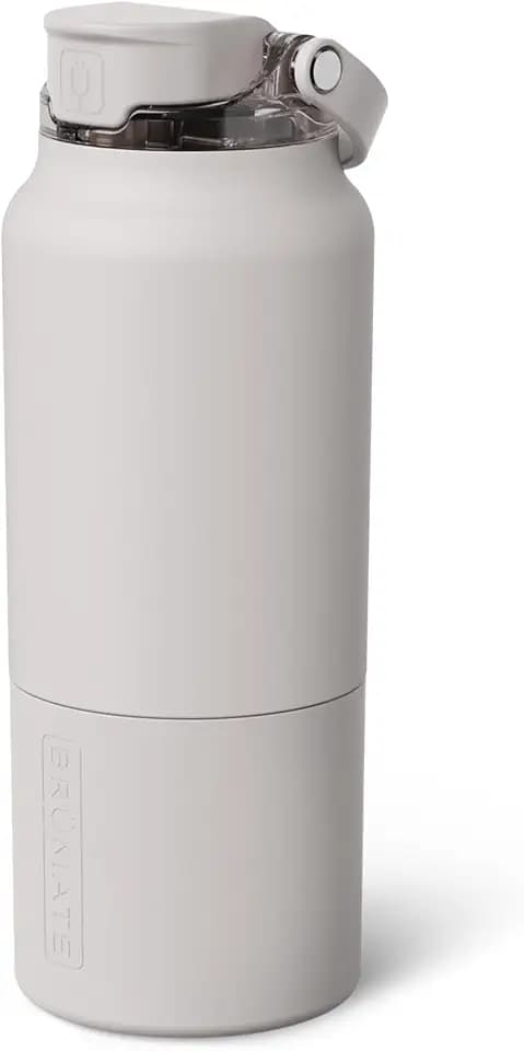 BrüMate Rise 35oz Water Bottle With 100% Leakproof Covered Silicone Straw | Insulated Stainless Steel Water Bottle With Removable Straw | Fast Flow | Soft Sip Silicone Spout | BPA-Free (Dune)