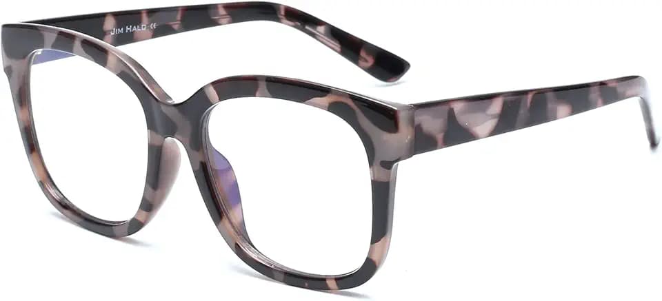 JIM HALO Blaulichtblockerbrille für Damen Übergroße Quadratische Computerbrille Metall-CP-Bügel