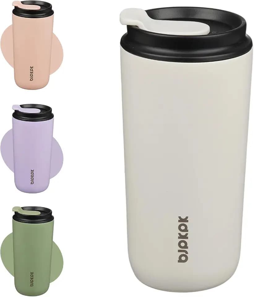 BJPKPK 16oz Insulated Travel Coffee Mug, Stainless Steel Tumbler