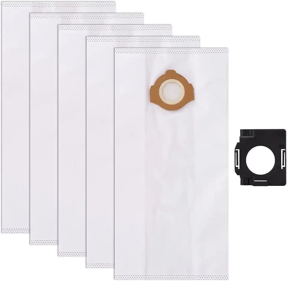 49-90-2016 Fleece Dust Bags Compatible with Milwaukee 0960-20 & 0970-20 Cordless Wet/Dry Packout Vacuum - 5 Vacuum Bag + 1 Holder