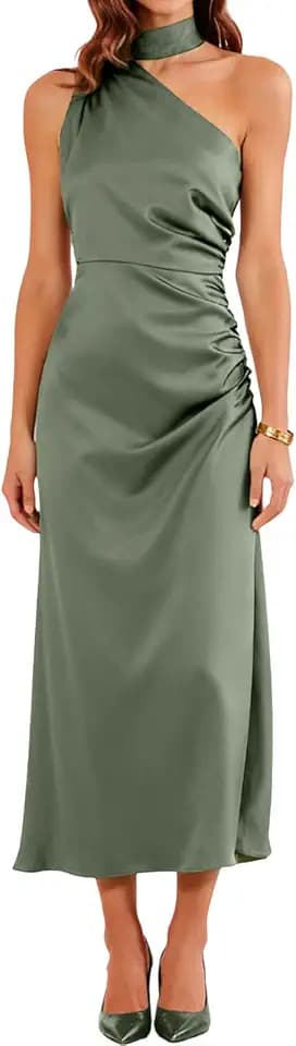 RIHOAS Women's Green Long Elegant Formal & Semi Formal Cocktail Bridesmaid Dress, Spring Summer Garden Party Dress - M