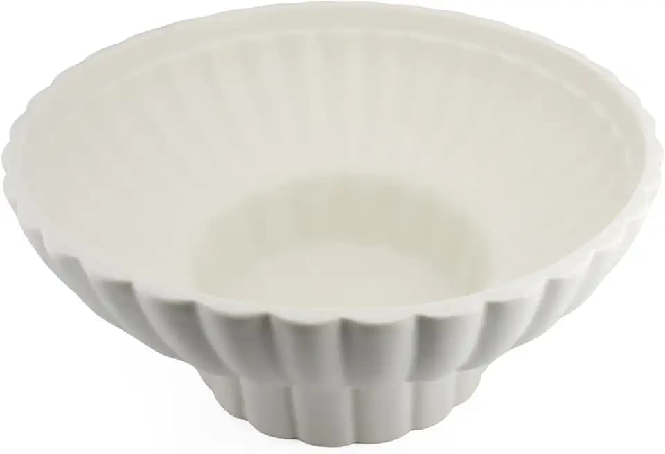 10 Inch White Ceramic Pedestal Fruit Bowl for Kitchen Counter