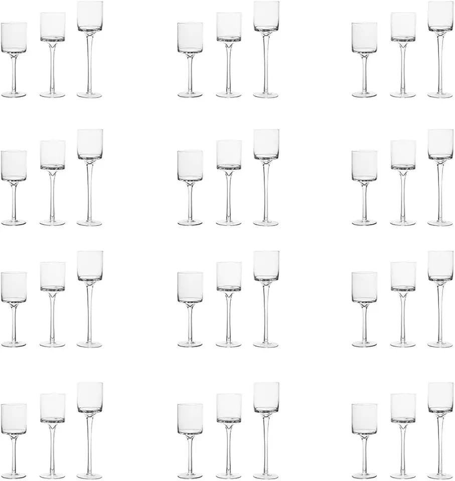 12 Sets (36 Pcs) Elegant Tea Light Glass Candle Holders Wedding Table Centrepiece Suitable for Candles Under 6cm (2.36") in Diameter (12SETS Clear)