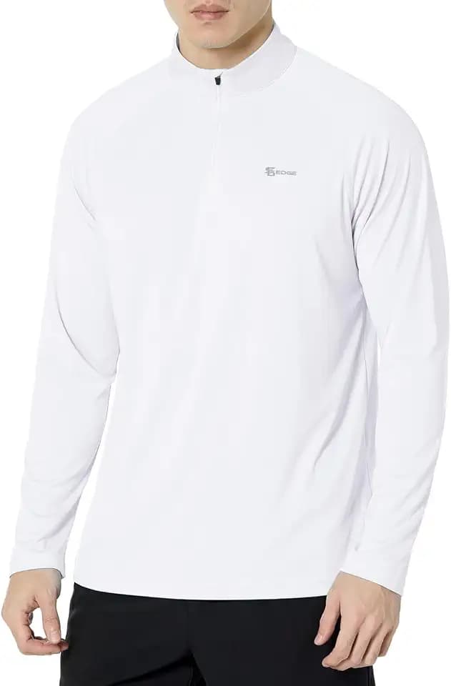 Men's UPF 50+ Rash Guard 1/4 Zip Stand Collar Swim Shirt Long Sleeve