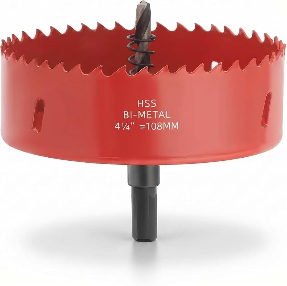 4-1/4" Bi-Metal Hole Saw with Arbor, Heavy Duty 4.25 inch Hole Cutter for Metal, Wood & Plastic, Smooth Cutting Edge & Fast Chip Removal