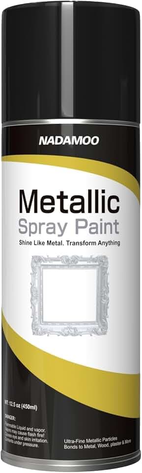 NADAMOO Metallic Spray Paint, Glittering Silver - Fast-Drying Finish for DIY Crafts, Models, Furnitures & Home Decor, Covers Plastic, Wood, Metal - 1 Can