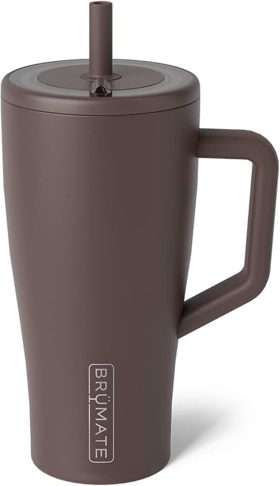 BrüMate Era 30 oz Tumbler with Handle & Straw | 100% Leakproof Insulated Water Bottle Tumbler with Lid & Flexible SoftSip Straw | Made of Stainless Steel | Cup Holder Friendly | 30oz (Java)